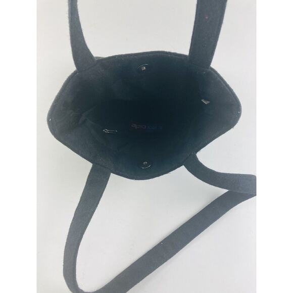 RARE LINEA PELLE BLACK FELT SHOULDER HAND BAG BEAR MOUNTAIN LEAF EMBROIDERED - Picture 7 of 11